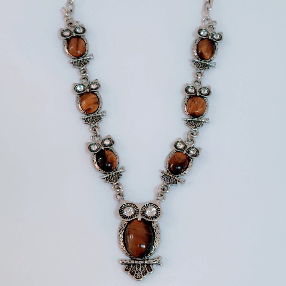Tigers Eye Owl Necklace NEW